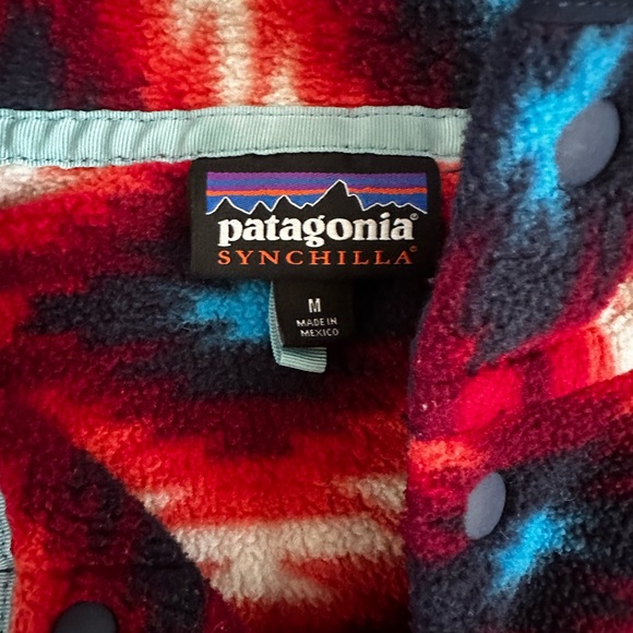 Patagonia Synchilla Snap-T Fleece Pullover Red Aztec Wild Desert Size Medium - Picture 2 of 4